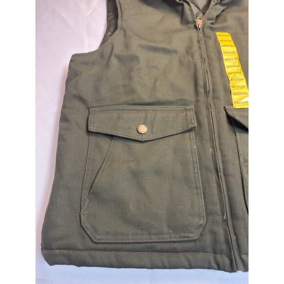 WP WEATHERPROOF Men's Workwear Vest Size Medium Olive Green Quilted Sherpa - Picture 5 of 9